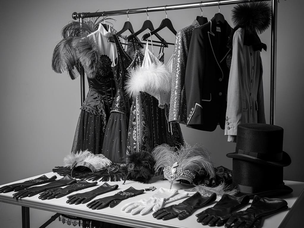 Costumes de cabaret préparés en coulisses